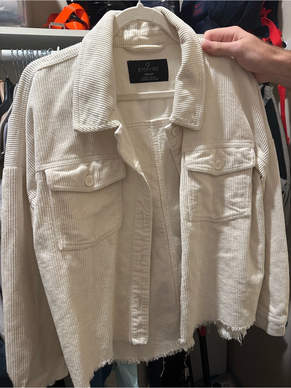 Empyre Cream Corduroy Button-Up Shacket